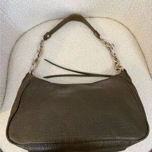 Elegant Olive Green Leather Shoulder Bag